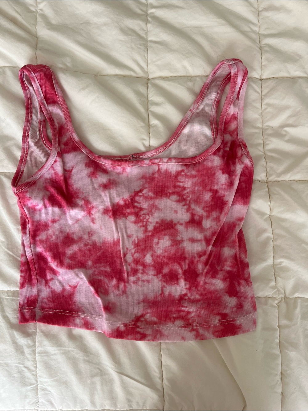 Women's Pink Tie-Dye Crop Tank Top